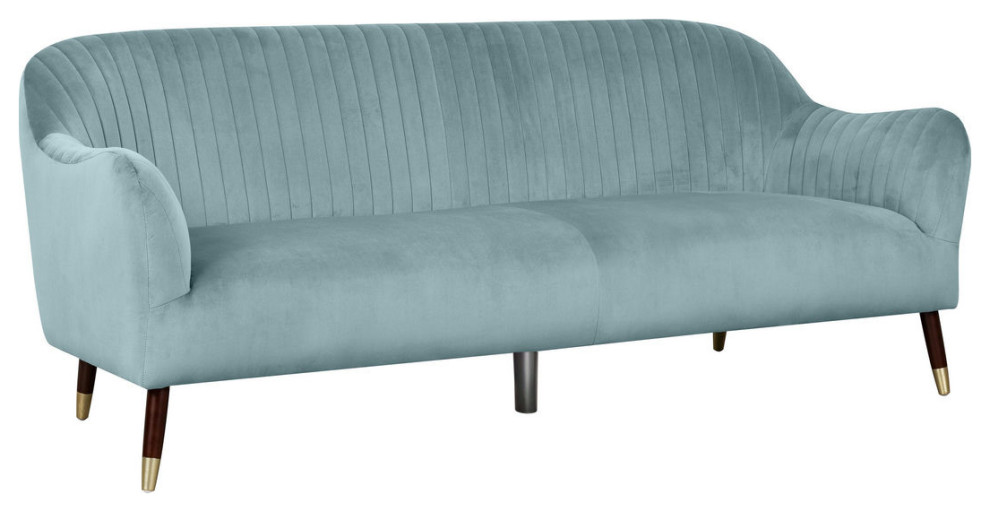TOV Furniture Natalia Bluestone Velvet Sofa Midcentury Sofas by