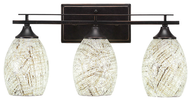 Toltec Lighting Capri 3 Light Bath Bar with 5 Black Fusion Glass