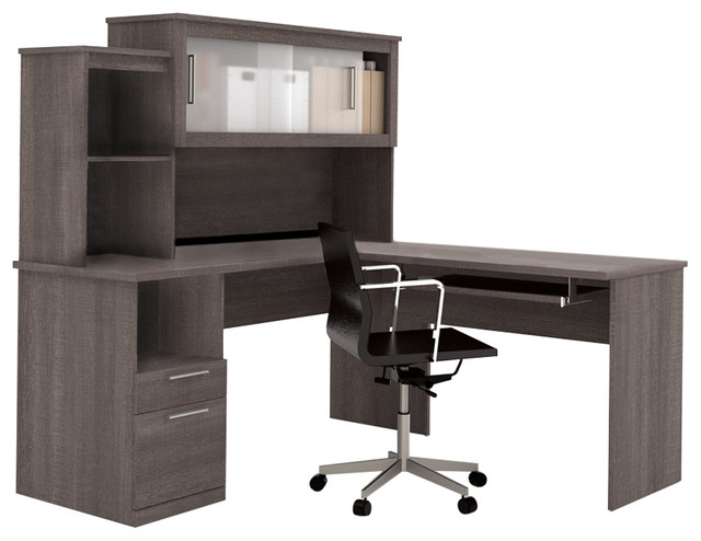 Dayton By L Shaped Desk Bark Gray Transitional Desks And