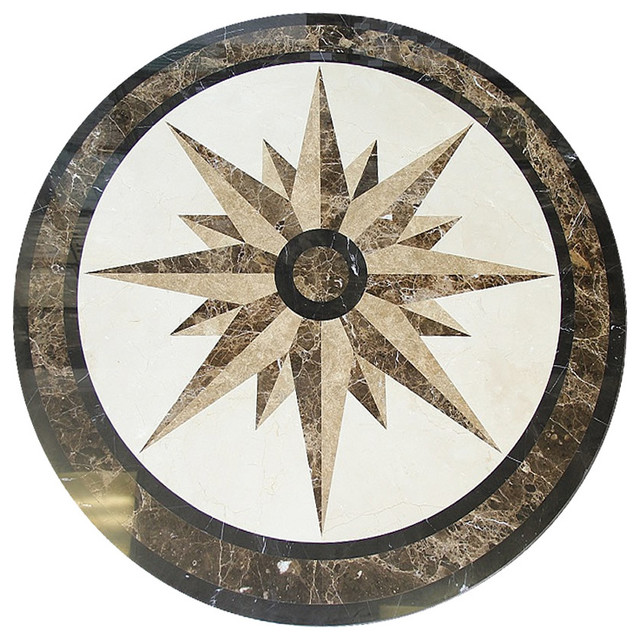 Star Compass 36 Floor Medallion Waterjet Cut Marble Beautiful Star Compass 36 Floor Medallion Waterjet Cut Marble Beautiful Flooring Traditional Medallions And Inlays By Plus
