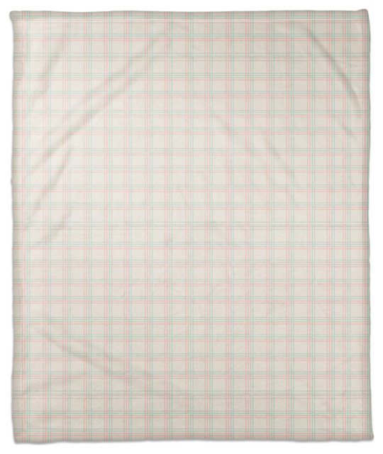 Pink Blue Grid  50x60 Coral Fleece Blanket