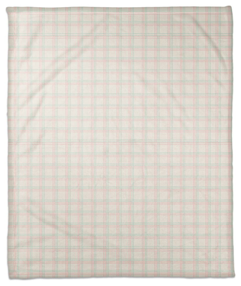 Pink Blue Grid  50x60 Coral Fleece Blanket