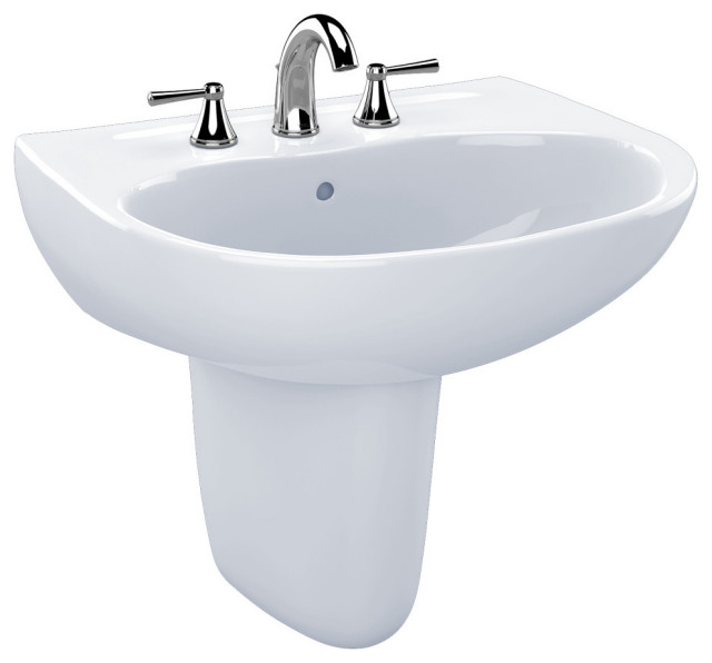 Toto Supreme Oval Wall Mount Bathroom Sink, CeFiONtect for 8"Faucets