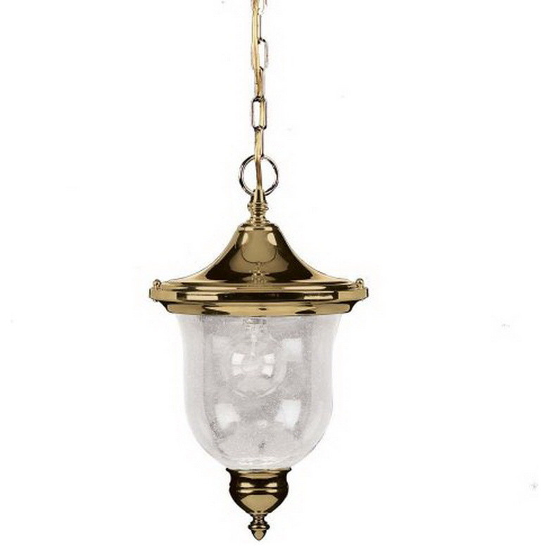 Polished Brass and Seedy Glass Sturbridge Exterior Hanging Light