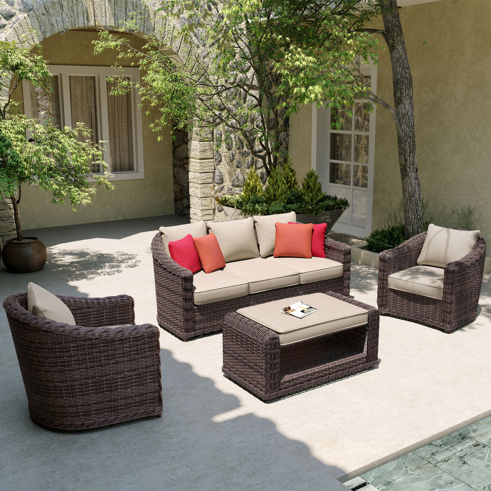 Ove Decors Chester 4Piece Conversation Set, Brown Tropical Outdoor