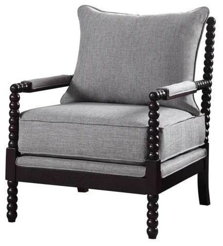 Accent Chair with Beaded Frame in Gray