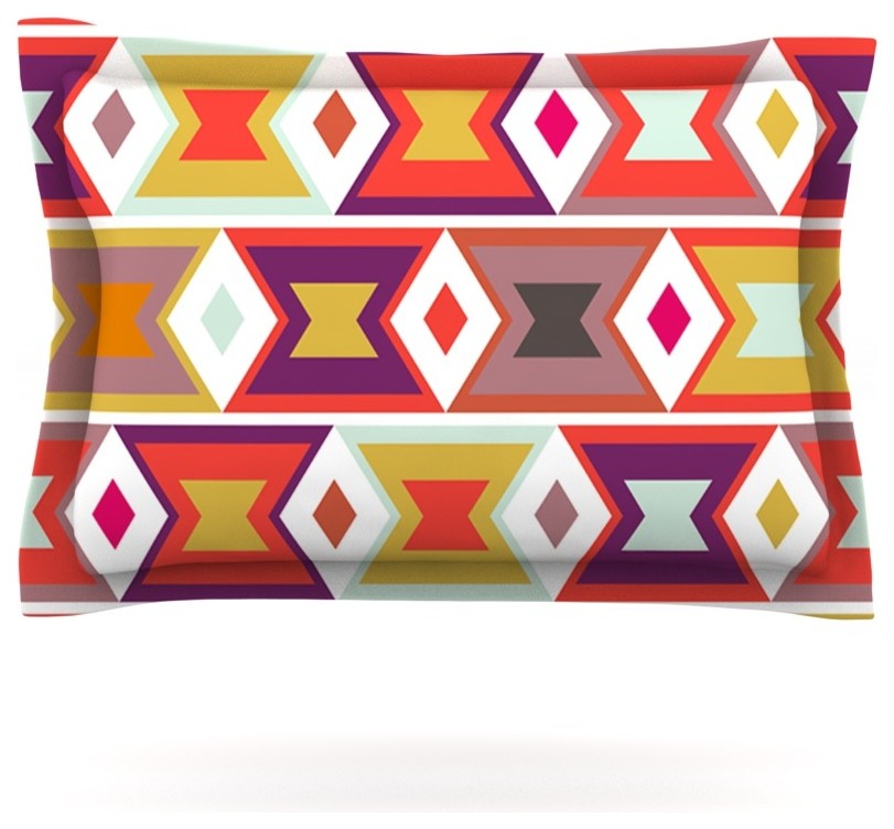 Pellerina Design "Aztec Weave" Orange Purple Pillow Sham, Woven, 40"x20"