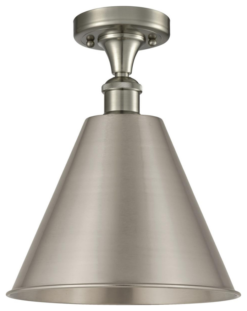 Ballston Cone 1 Light SemiFlush Mount, Brushed Satin Nickel