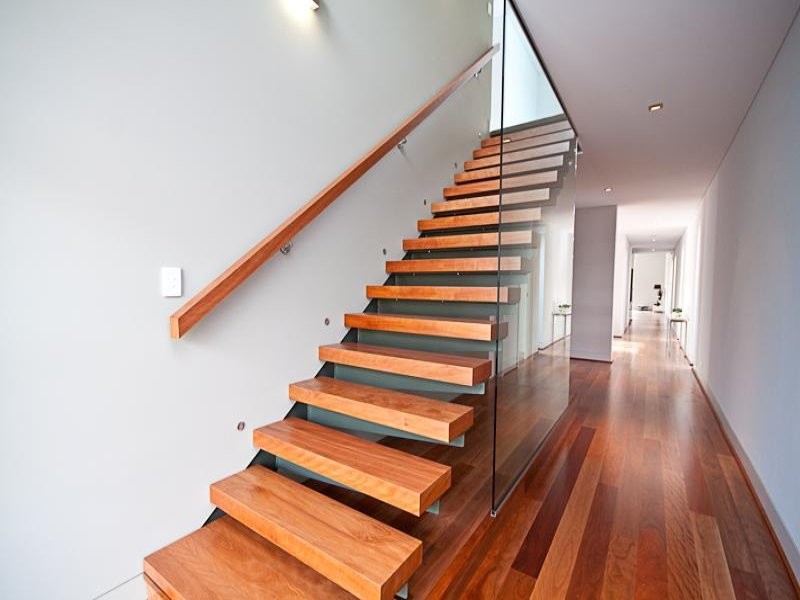 Mid-sized contemporary wood floating staircase in Adelaide.