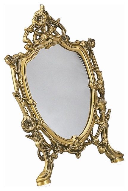 Brass Tabletop Mirror Traditional Makeup Mirrors By Orchard Brass Tabletop Mirror