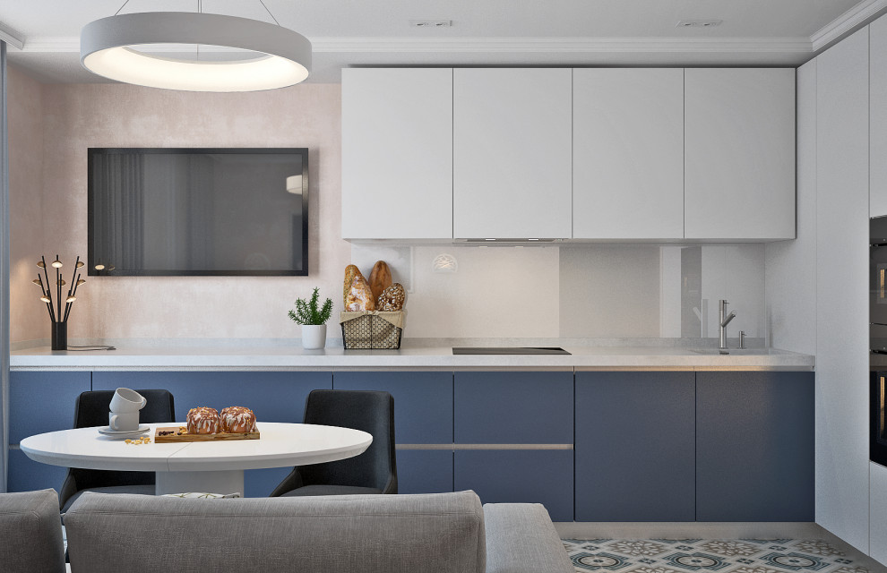 Совмещенная кухня-гостиная.