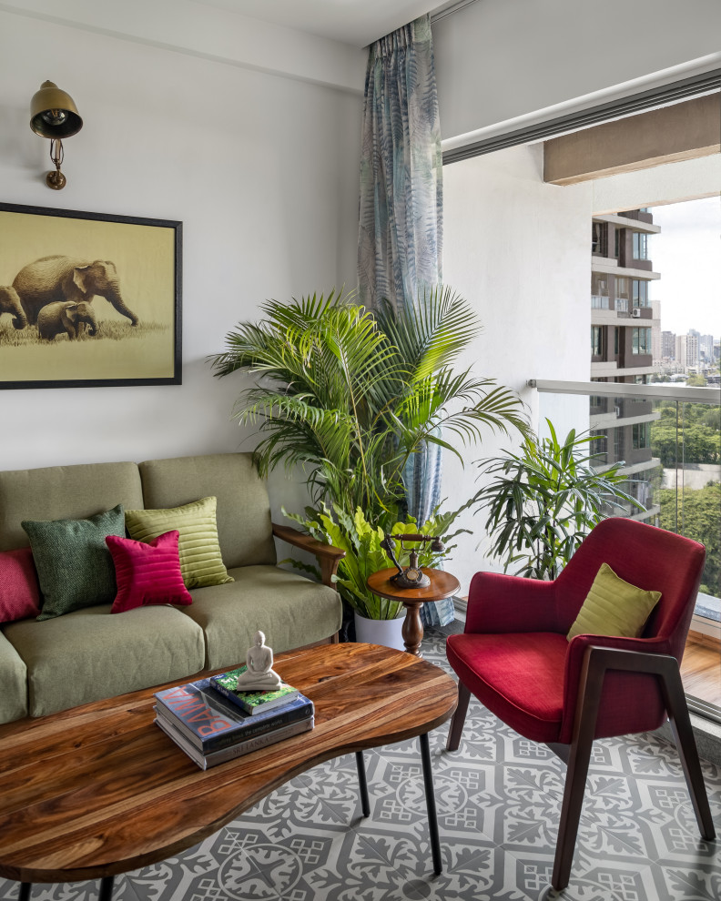 Photo of a world-inspired living room in Mumbai.