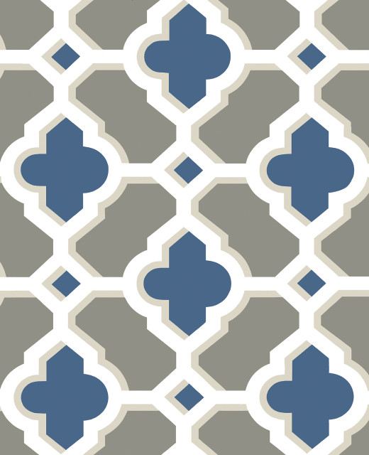 Lido Navy Quatrefoil Wallpaper Mediterranean Wallpaper by Brewster Home Fashions Houzz