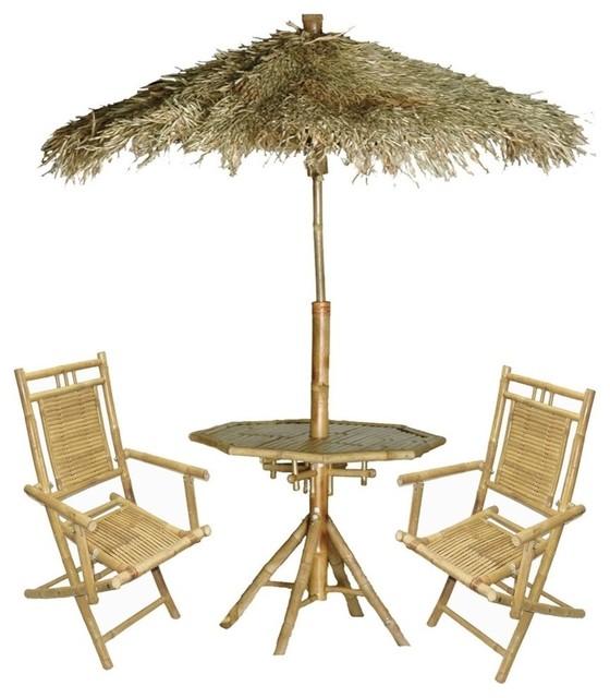 Bamboo Palapa 4 Piece Patio Set Asian Outdoor Lounge Sets By