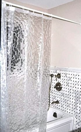 Very Nice Vinyl Embossed Circles Clear Shower Curtain With 12 Hooks