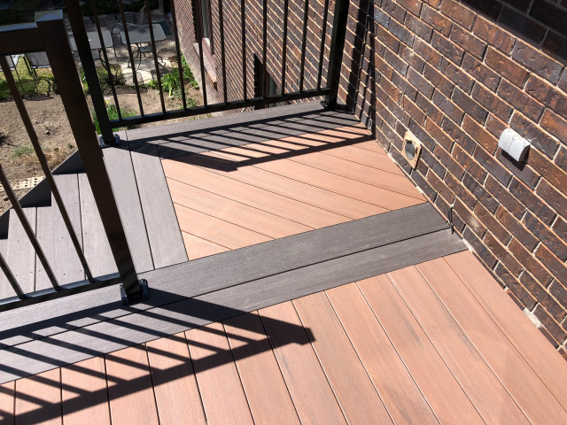 Azek Mahogany and Dark Hickory Walkout deck terrace