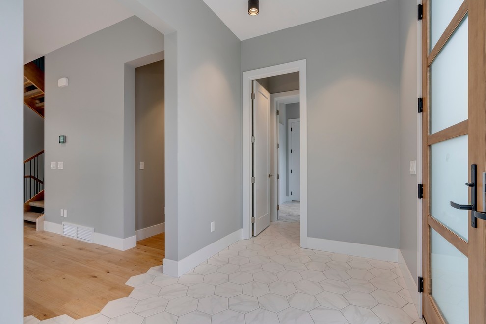 Inspiration for a transitional home design remodel in Calgary