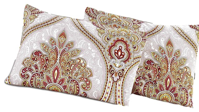 Tache 2 Piece Sunshine Festival Beige Fancy Patterned Pillow