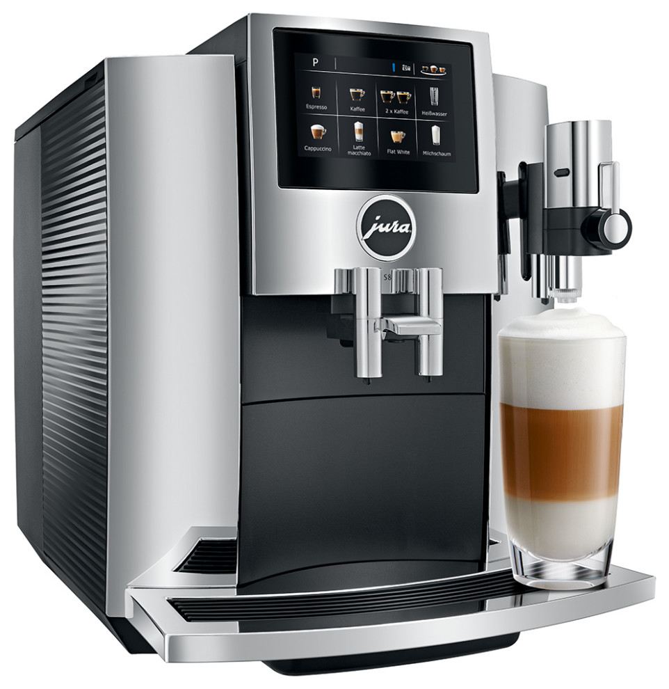 JURA S8 Automatic Coffee Machine, Black with Chrome Modern Coffee