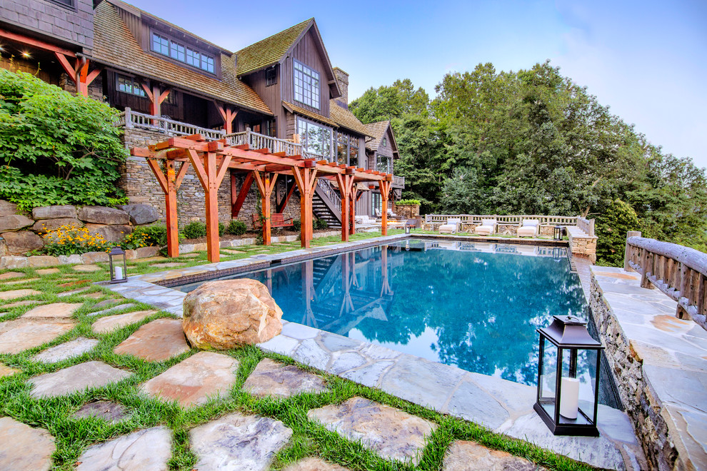 Example of a mountain style pool design in DC Metro