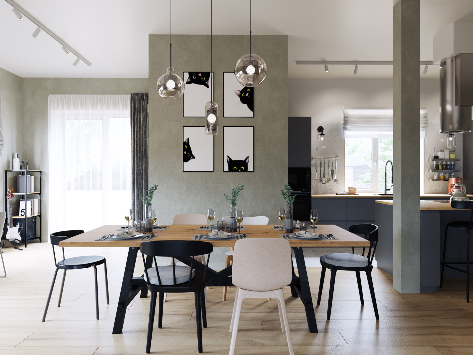 Дом в Орловской области (кухня-гостиная)