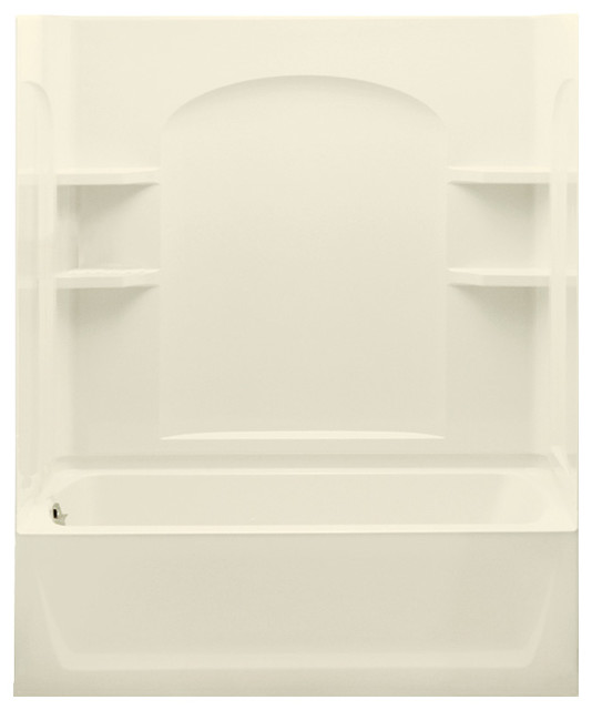 Sterling Ensemble 60.25"x32"x74" Vikrell Left-Hand Bath, Biscuit