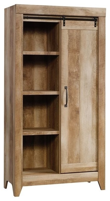 Sauder Adept 6 Shelf Storage Cabinet In Craftsman Oak Rustic