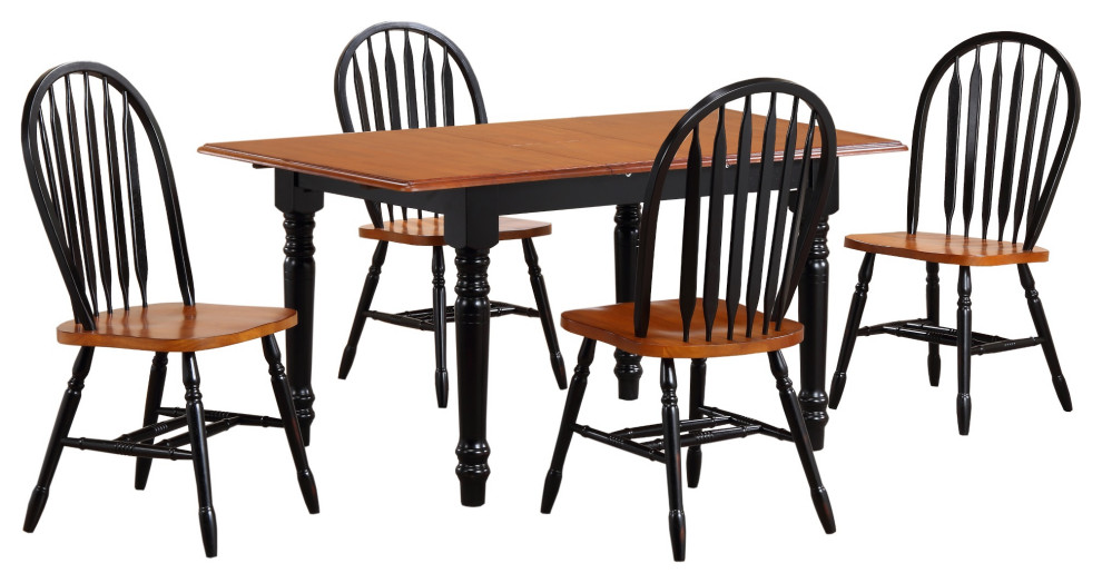 Cherry Selections 5Piece Solid Wood Top Antique Black & Cherry Dining