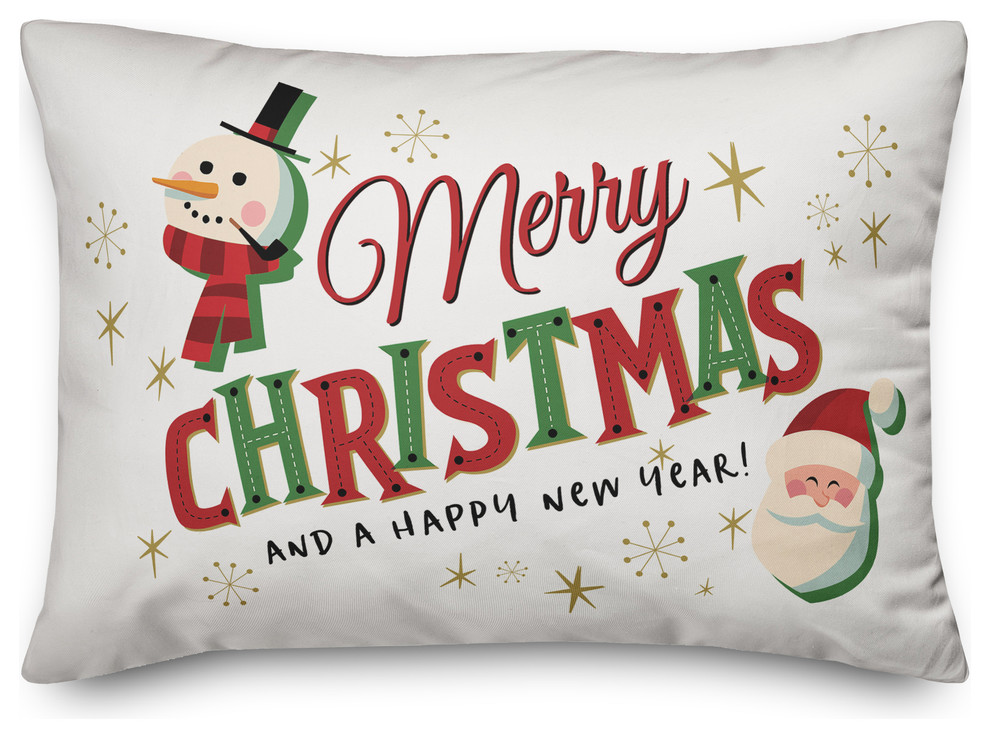 Merry Christmas Lumbar Pillow, 14"x20", 14"x20" Contemporary Decorative Pillows by Designs