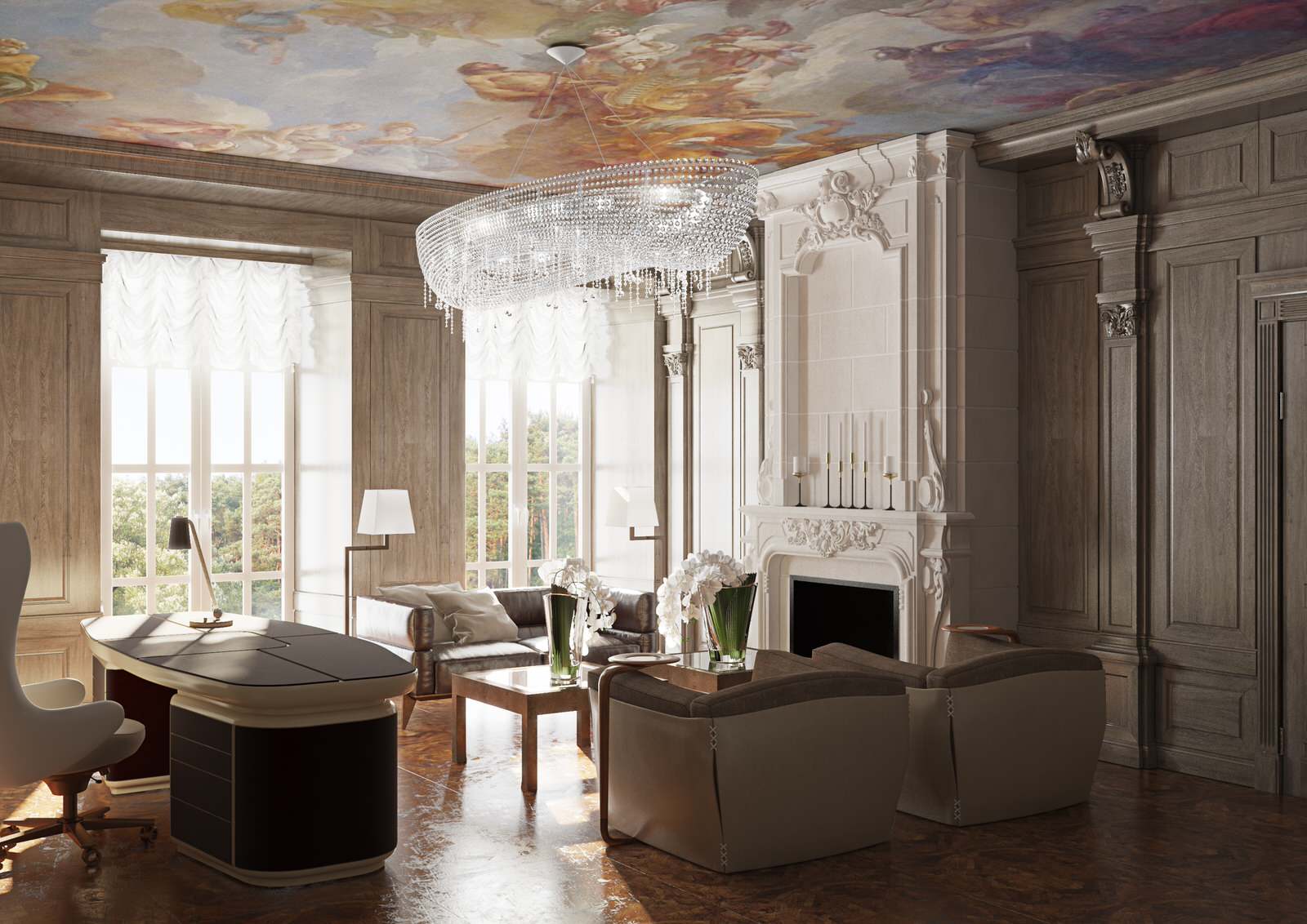 Интерьеры старинного дома 3200 кв метров в Австрии