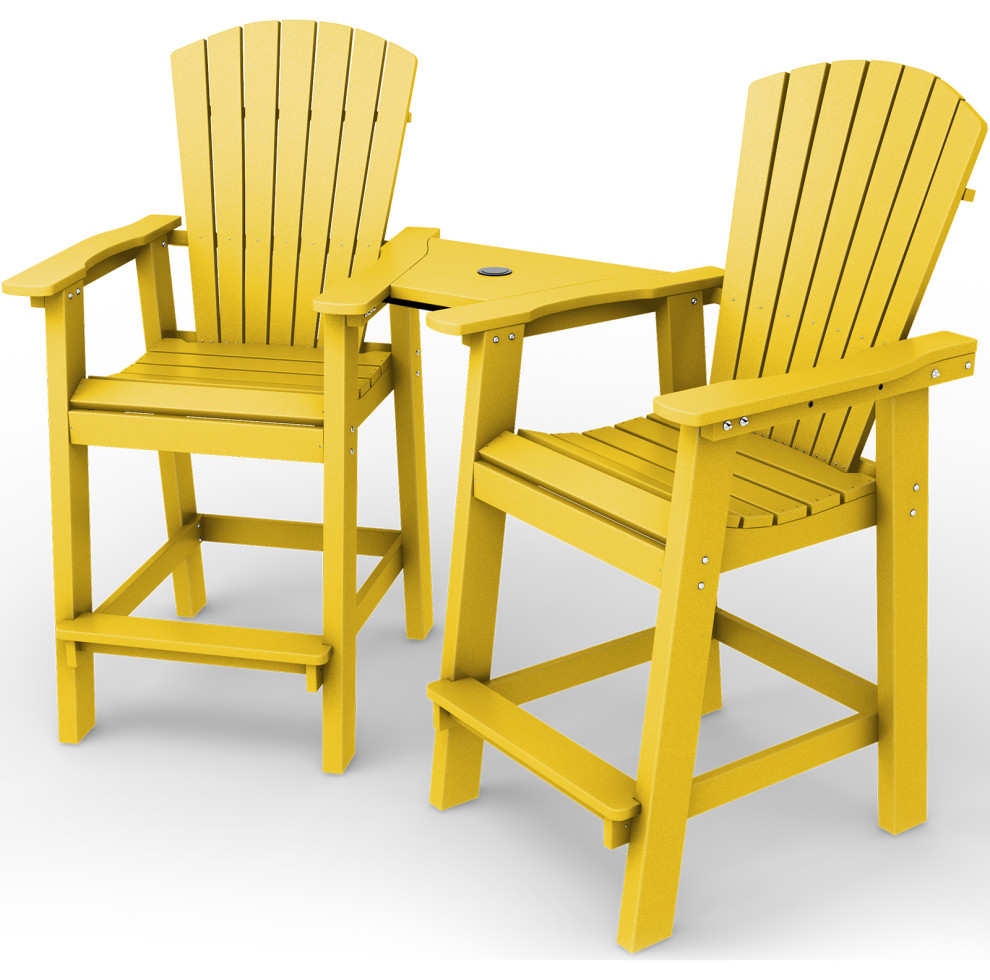 KINGYES Balcony Tall Adirondack Chair Set With Connecting Tray ...