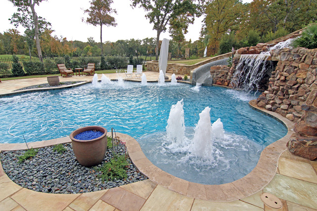 Lagoon Style Pools - Tropical - Pool - dallas - by Preferred Pools Inc.