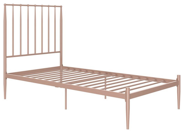 DHP Giulia Twin Metal Spindle Bed in Millennial Pink