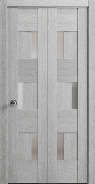 Closet Bi-fold Doors, 6933 Light Grey Oak & Frosted Glass, 64