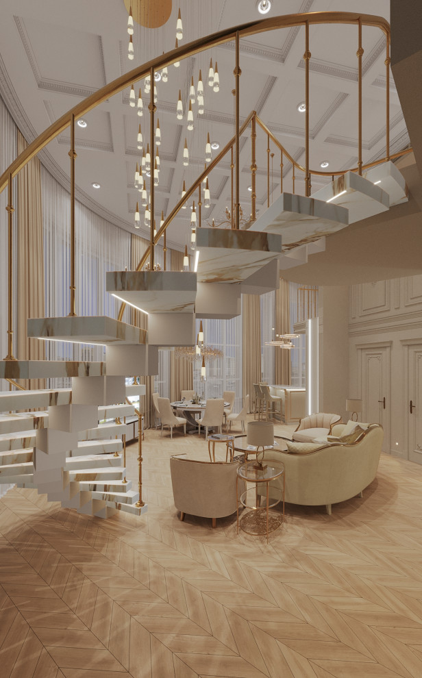 Интерьер 2-ух уровневой квартиры_ "АРОМАТ САДОВ"