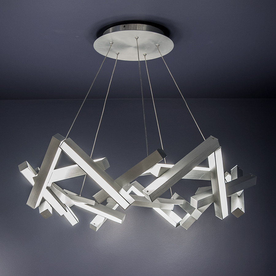 Chaos LED Chandelier in Brushed Aluminum