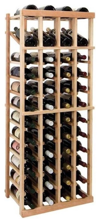 4 ft. 4-Column Wine Rack w Display, Rustic Pine, Classic Mahogany Stain