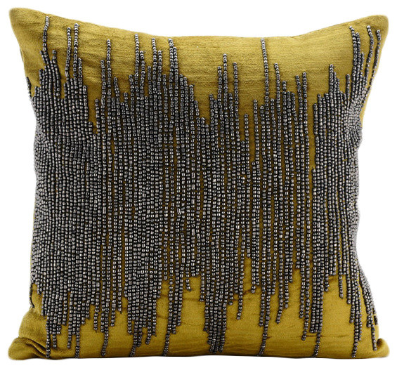 Gunmetal Beaded Green Velvet Throw Pillow Covers Chartreuse Spill Gunmetal Beaded Green Velvet 14 X14 Throw Pillow Covers Chartreuse Spill