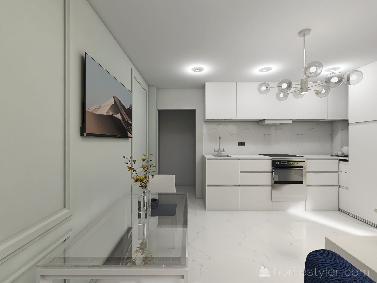 Гостиная на 9 этаже с видом на город (вариант 3)