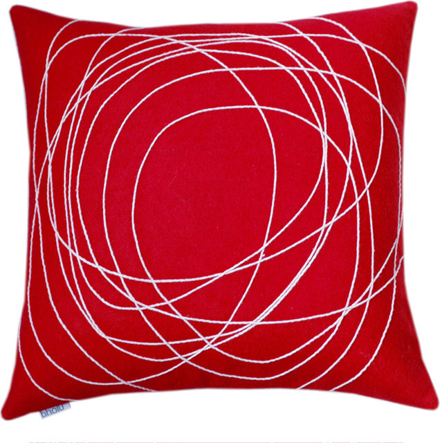 Bholu Nimboo Red Cream Pillow Modern Decorative Pillows By Bholu Nimboo Red Cream Pillow