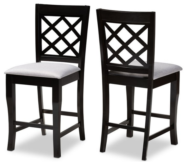 Bowery Hill Grey Upholstered Wood Counter Stools (Set of 2