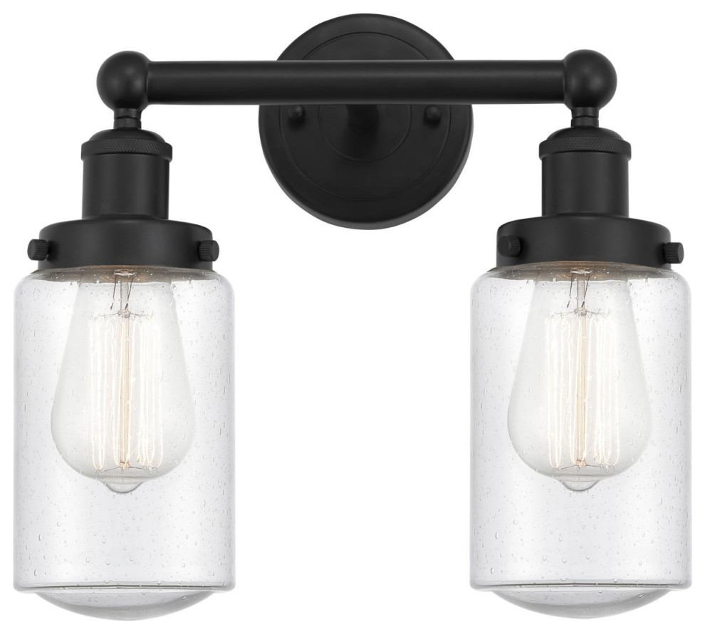 Dover 2 Light Bathroom Vanity Light, Matte Black Industrial