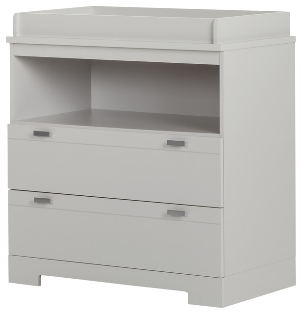 South Shore Reevo Changing Table With Storage, Soft Gray Transitional