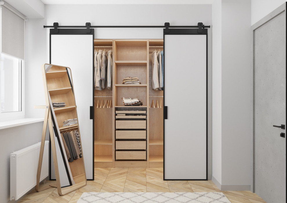 Дизайн гардеробной комнаты в стиле лофт