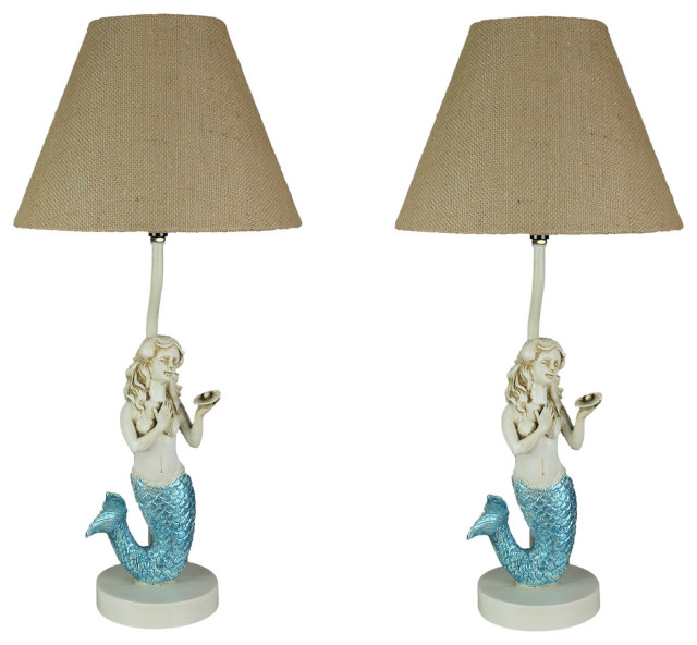 Blue Glitter Tail Mermaid Nautical, Mermaid Table Lamp