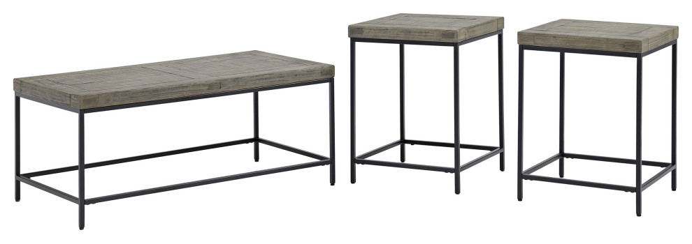 3-Piece Coffee Table Set Modern Nesting Tables with Large Table and Side Tables