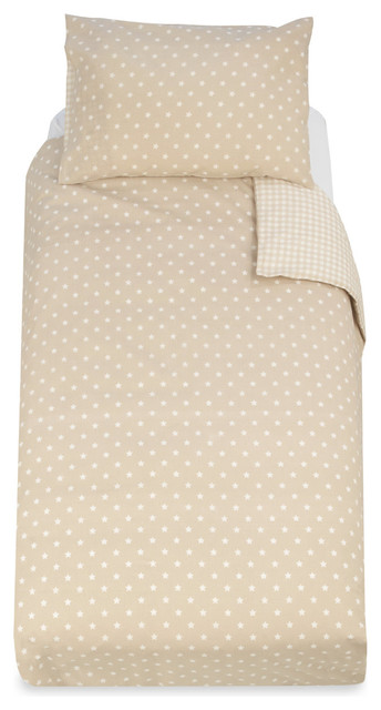 Mothercare Essential Cot Bed Pillowcase and Duvet Set- Beige