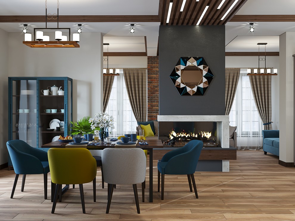 Яркий интерьер загородного дома