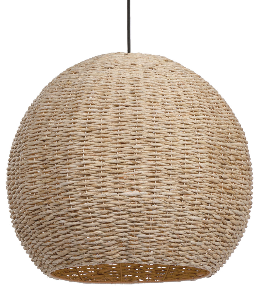 Uttermost 21536 Seagrass 24"W Shaded Single Pendant Large - Antique Brass