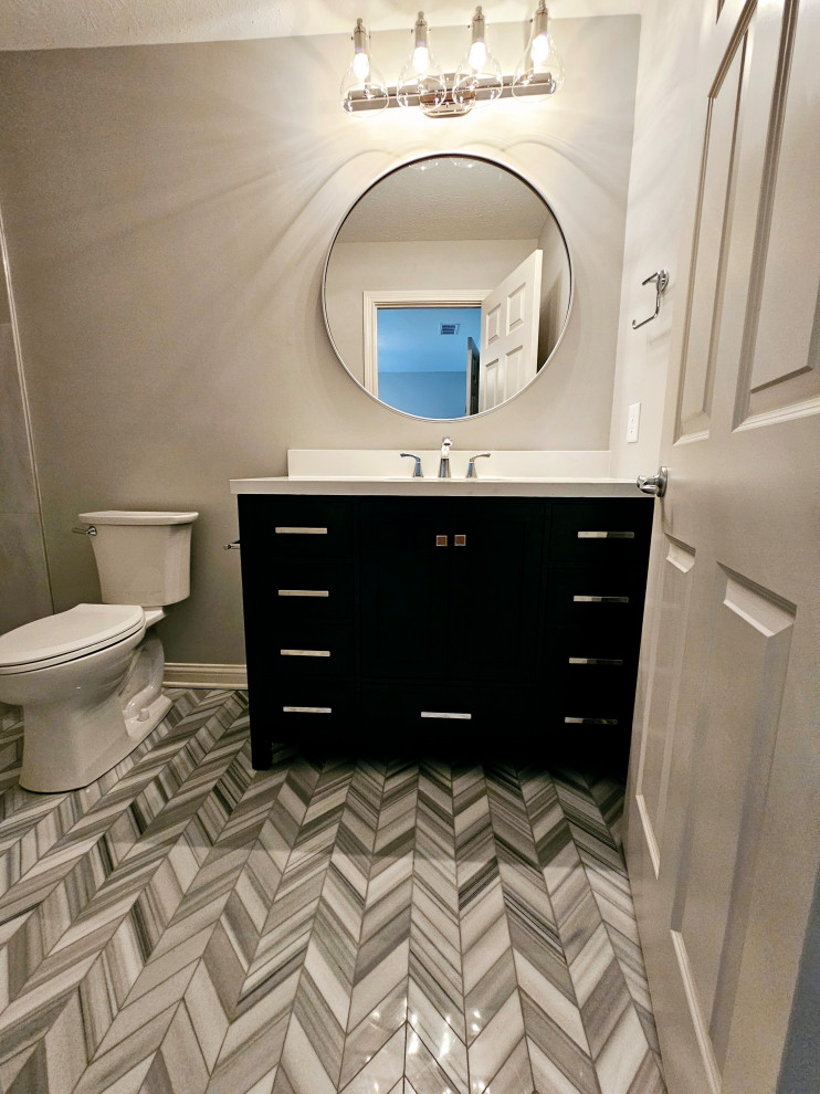 Inspiration for a transitional powder room remodel in Indianapolis